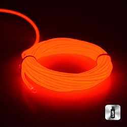 Шнур неоновый светящийся от USB 3 м, красный