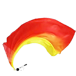 Платок-вуаль для танца с шариком 2,2м х 80 см, красный+оранжевый+желтый