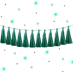 Гирлянда тассел 12 кисточек по 5 листов, зеленый