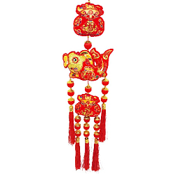 Китайская подвеска 20х80см, Рыбка + Денежные мешки