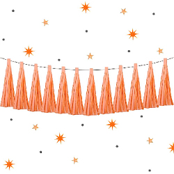Гирлянда тассел 12 кисточек по 5 листов, светло-оранжевый