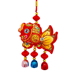 Китайская подвеска с колокольчиками 16х32см, Рыбка